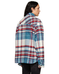 Chemise à manches longues en laine écossaise multicolore We11done