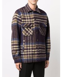 Chemise à manches longues en laine écossaise multicolore Tintoria Mattei