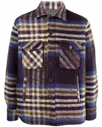 Chemise à manches longues en laine écossaise multicolore Tintoria Mattei
