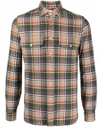 Chemise à manches longues en laine écossaise multicolore Xacus