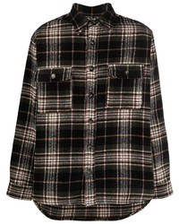 Chemise à manches longues en laine écossaise noire Isabel Marant Étoile