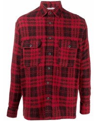 Chemise à manches longues en laine écossaise rouge Destin