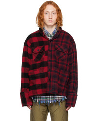 Chemise à manches longues en laine écossaise rouge Greg Lauren