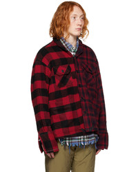 Chemise à manches longues en laine écossaise rouge Greg Lauren
