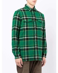 Chemise à manches longues en laine écossaise vert foncé Polo Ralph Lauren