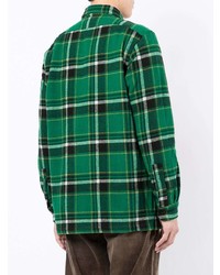 Chemise à manches longues en laine écossaise vert foncé Polo Ralph Lauren