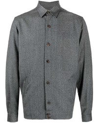 Chemise à manches longues en laine gris foncé Canali