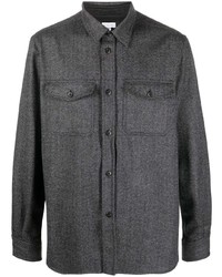 Chemise à manches longues en laine gris foncé Caruso
