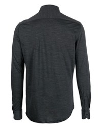 Chemise à manches longues en laine gris foncé Dell'oglio