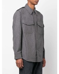 Chemise à manches longues en laine grise Helmut Lang