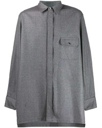 Chemise à manches longues en laine grise Fumito Ganryu