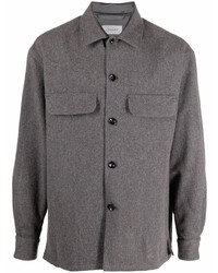 Chemise à manches longues en laine grise Lemaire
