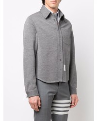 Chemise à manches longues en laine grise Thom Browne
