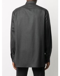 Chemise à manches longues en laine imprimée gris foncé Valentino