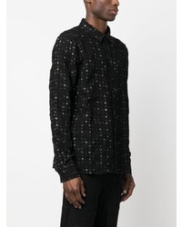 Chemise à manches longues en laine imprimée noire FREI-MUT