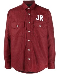 Chemise à manches longues en laine imprimée rouge John Richmond