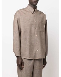 Chemise à manches longues en laine marron clair Marni