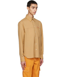 Chemise à manches longues en laine marron clair Marni