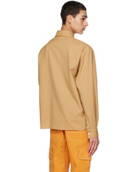 Chemise à manches longues en laine marron clair Marni