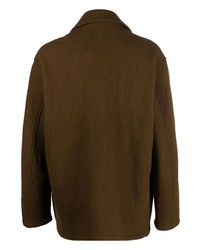 Chemise à manches longues en laine marron foncé Sandro