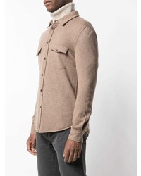 Chemise à manches longues en laine marron Brunello Cucinelli