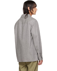 Chemise à manches longues en laine marron Jil Sander