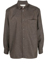 Chemise à manches longues en laine marron Studio Nicholson