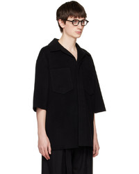 Chemise à manches longues en laine noire Nanushka