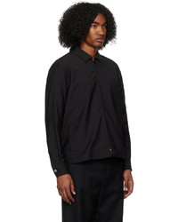 Chemise à manches longues en laine noire Zegna