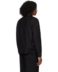 Chemise à manches longues en laine noire Zegna