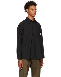 Chemise à manches longues en laine noire Marni