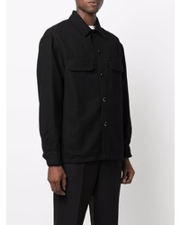 Chemise à manches longues en laine noire Lemaire