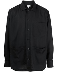 Chemise à manches longues en laine noire Caruso