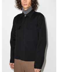 Chemise à manches longues en laine noire Jil Sander