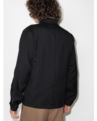 Chemise à manches longues en laine noire Jil Sander