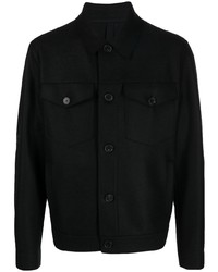 Chemise à manches longues en laine noire Harris Wharf London