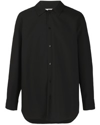 Chemise à manches longues en laine noire Jil Sander