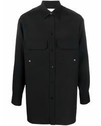 Chemise à manches longues en laine noire Jil Sander