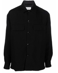 Chemise à manches longues en laine noire Lemaire