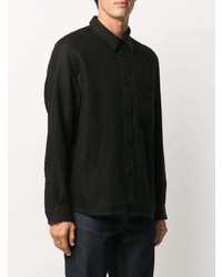 Chemise à manches longues en laine noire Junya Watanabe MAN