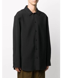 Chemise à manches longues en laine noire Jil Sander