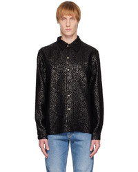 Chemise à manches longues en laine noire Séfr