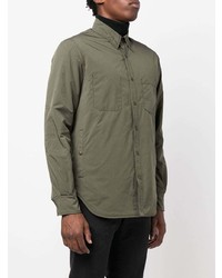 Chemise à manches longues en laine olive Aspesi