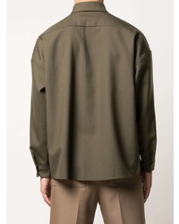 Chemise à manches longues en laine olive Marni