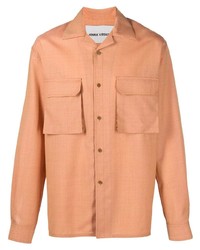 Chemise à manches longues en laine orange Henrik Vibskov