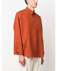 Chemise à manches longues en laine orange Marni