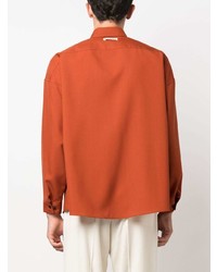 Chemise à manches longues en laine orange Marni