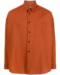 Chemise à manches longues en laine orange Marni