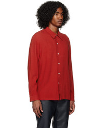 Chemise à manches longues en laine rouge Séfr