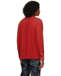 Chemise à manches longues en laine rouge Séfr